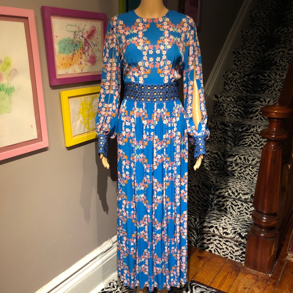Sandro 36 Blue Floral Maxi Dress